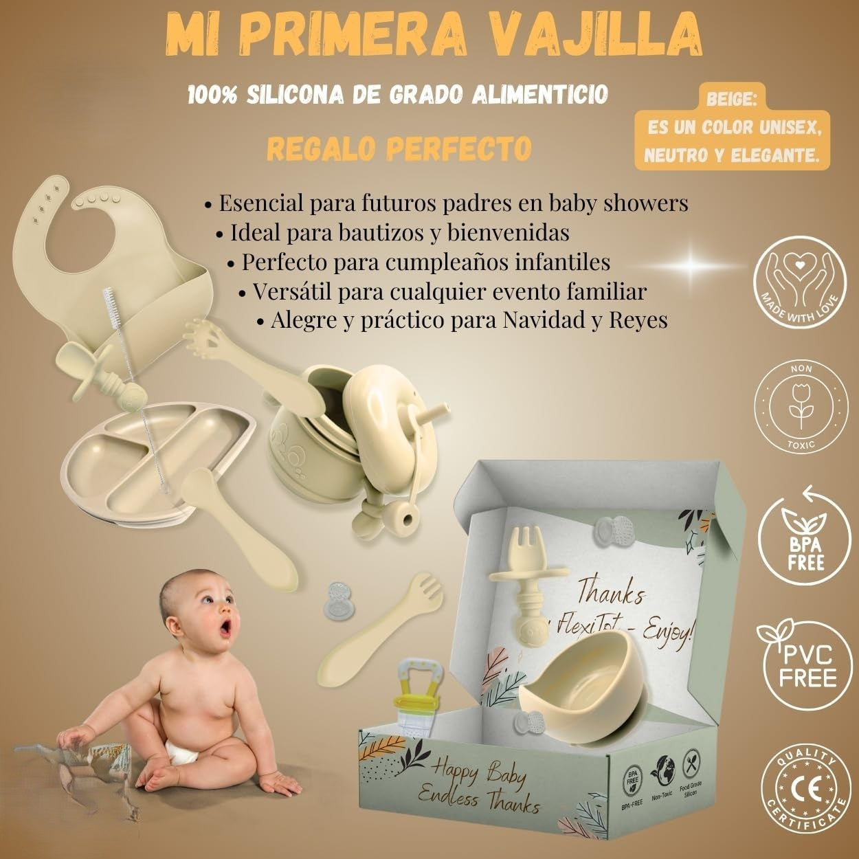 Cubertería de Silicona para Bebe (5 Piezas)